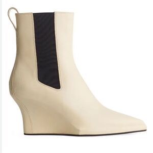Rag & Bone Eclipse Pointed Toe Wedge Leather Chelsea Boot Macadamia SZ 8